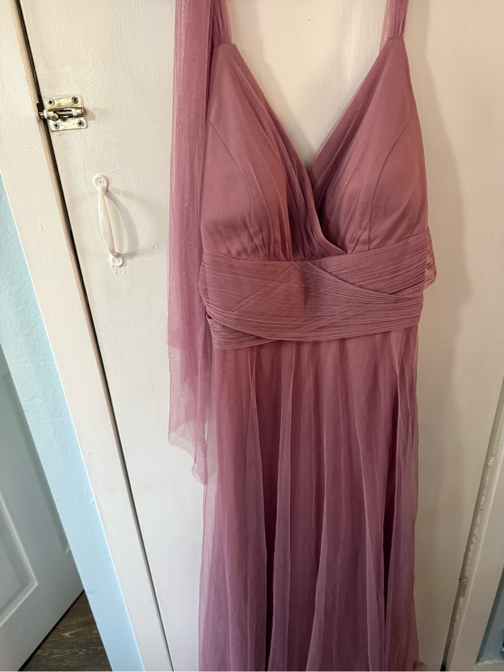 Ever Pretty Dusty Mauve Tulle V-Neck Maxi Dress